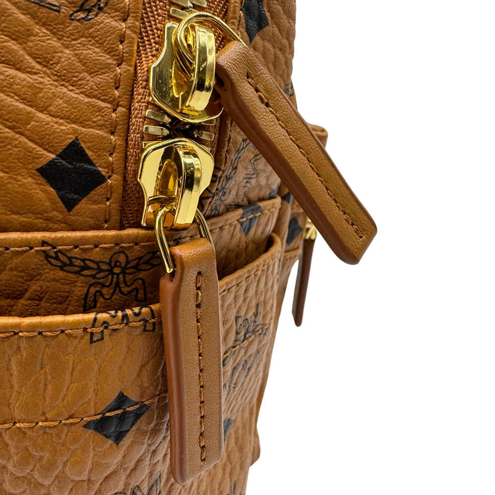 MCM Small Brown Leather Rabbit Graphic Backpack LHQ1216