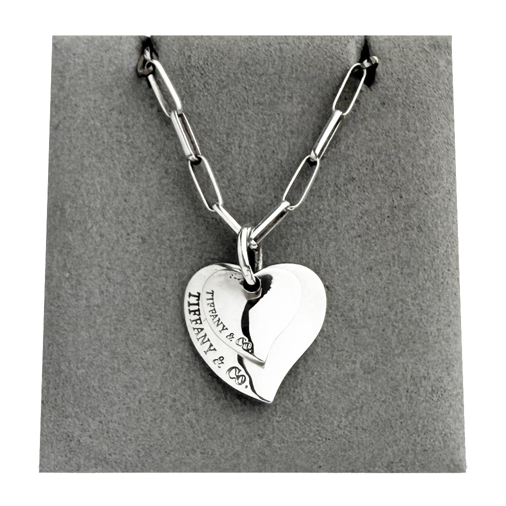 TIFFANY & Co. Double Silver Heart Necklace LHQ1219