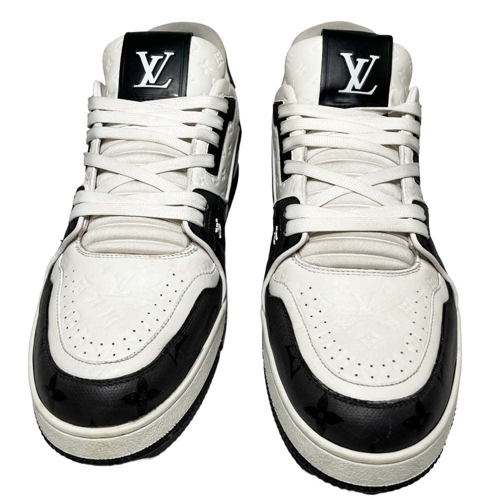 LOUIS VUITTON #54 Sneakers Mini Monogram Noir/Blanc Taille 8 UK LHQ122