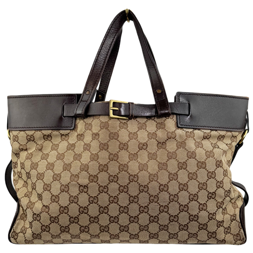 GUCCI Brown GG Canvas Belted Tote Bag LHQ1255