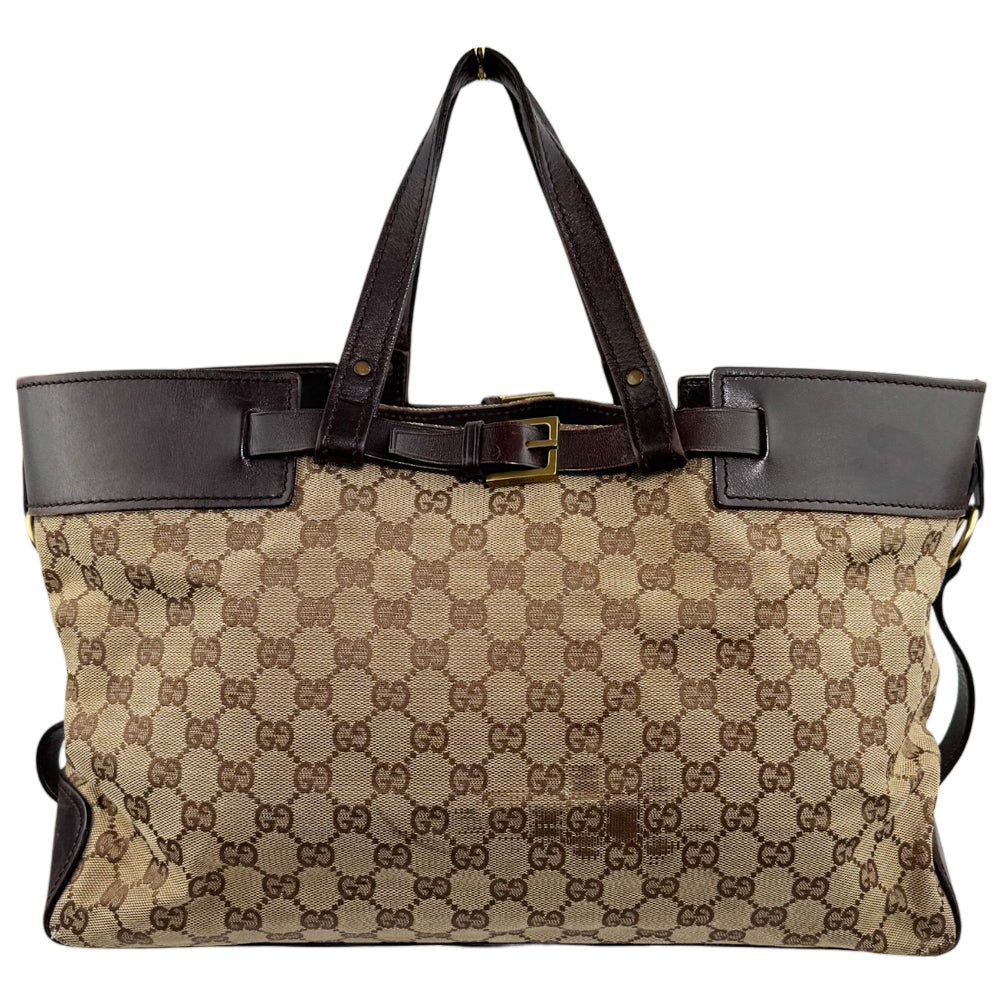 GUCCI Brown GG Canvas Belted Tote Bag LHQ1255