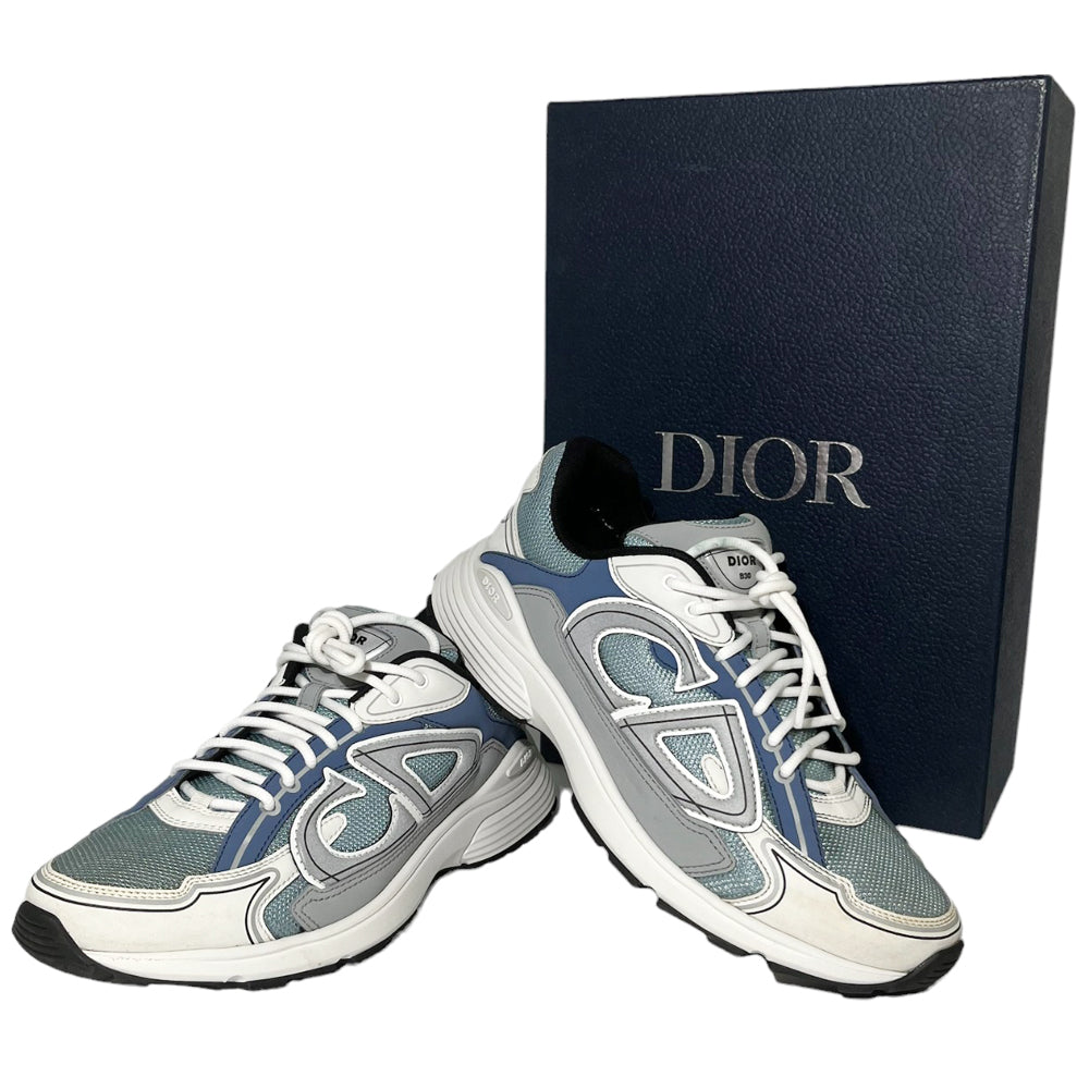 CHRISTIAN DIOR B30 Trainers Tela Cuero Azul Blanco Talla 10.5 UK LHQ123