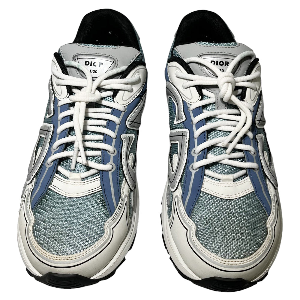 CHRISTIAN DIOR B30 Trainers Tela Cuero Azul Blanco Talla 10.5 UK LHQ123