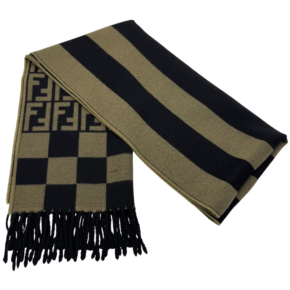 FENDI Zucca FF Brown Wool Scarf LHQ1231