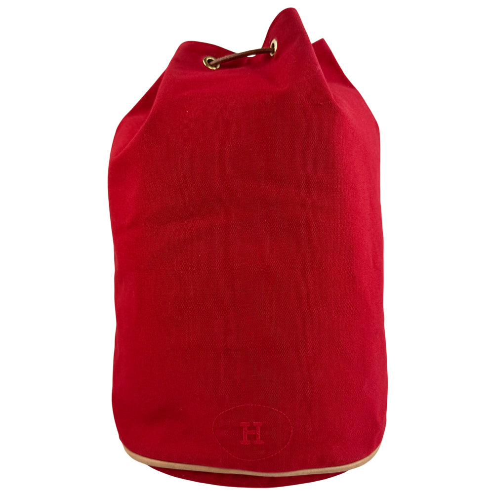 HERMES Polochon Mimil GM Red Canvas Shoulder Bag LHQ1238