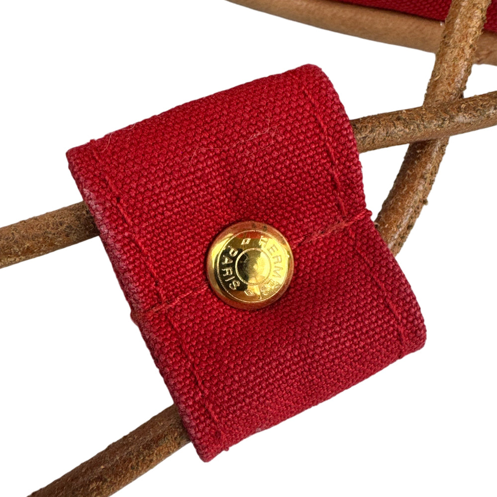 HERMES Polochon Mimil GM Red Canvas Shoulder Bag LHQ1238