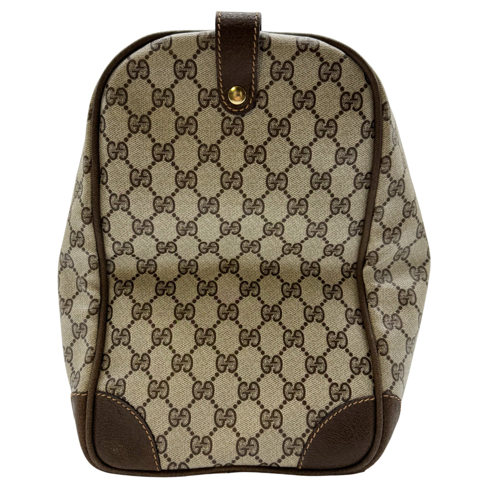 GUCCI GG Brown Canvas Sherry Line Keepall Boston Bag LHQ1239