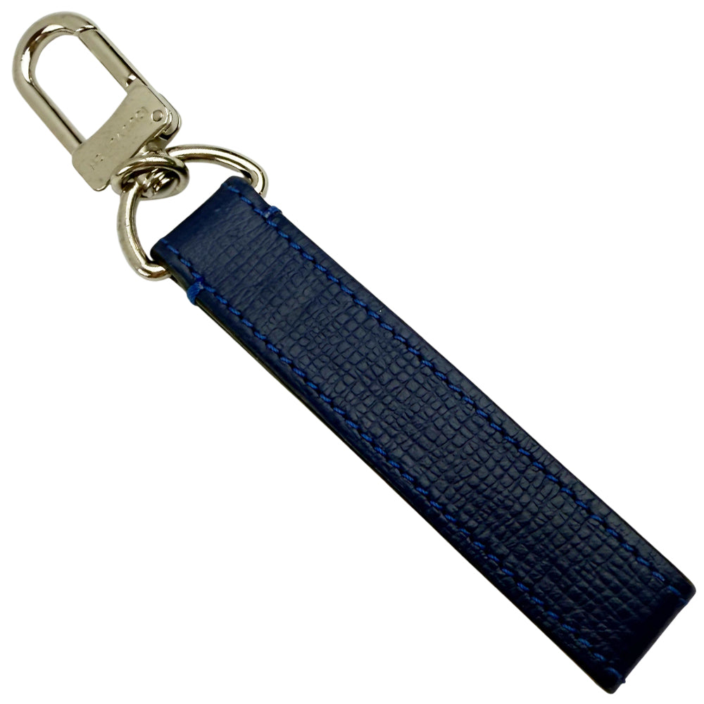 LOUIS VUITTON LV Blue Taiga Leather Keyring Bag Charm LHQ1240