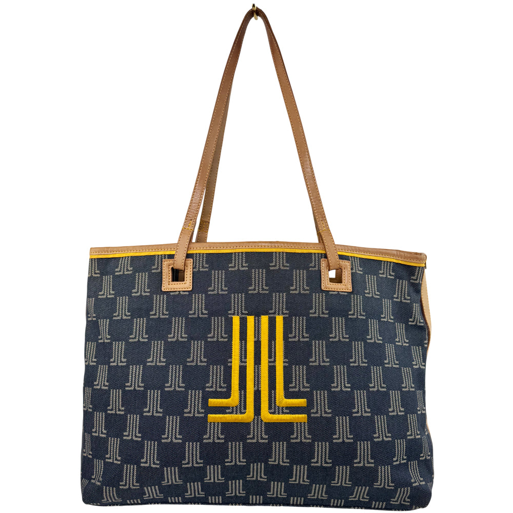 LANVIN Navy Canvas Tote Shoulder Bag LHQ1251