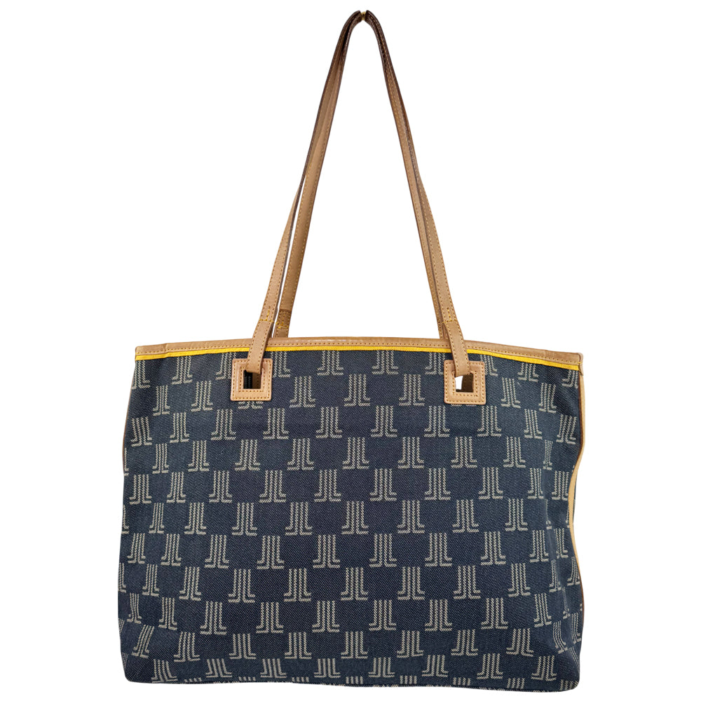 LANVIN Navy Canvas Tote Shoulder Bag LHQ1251
