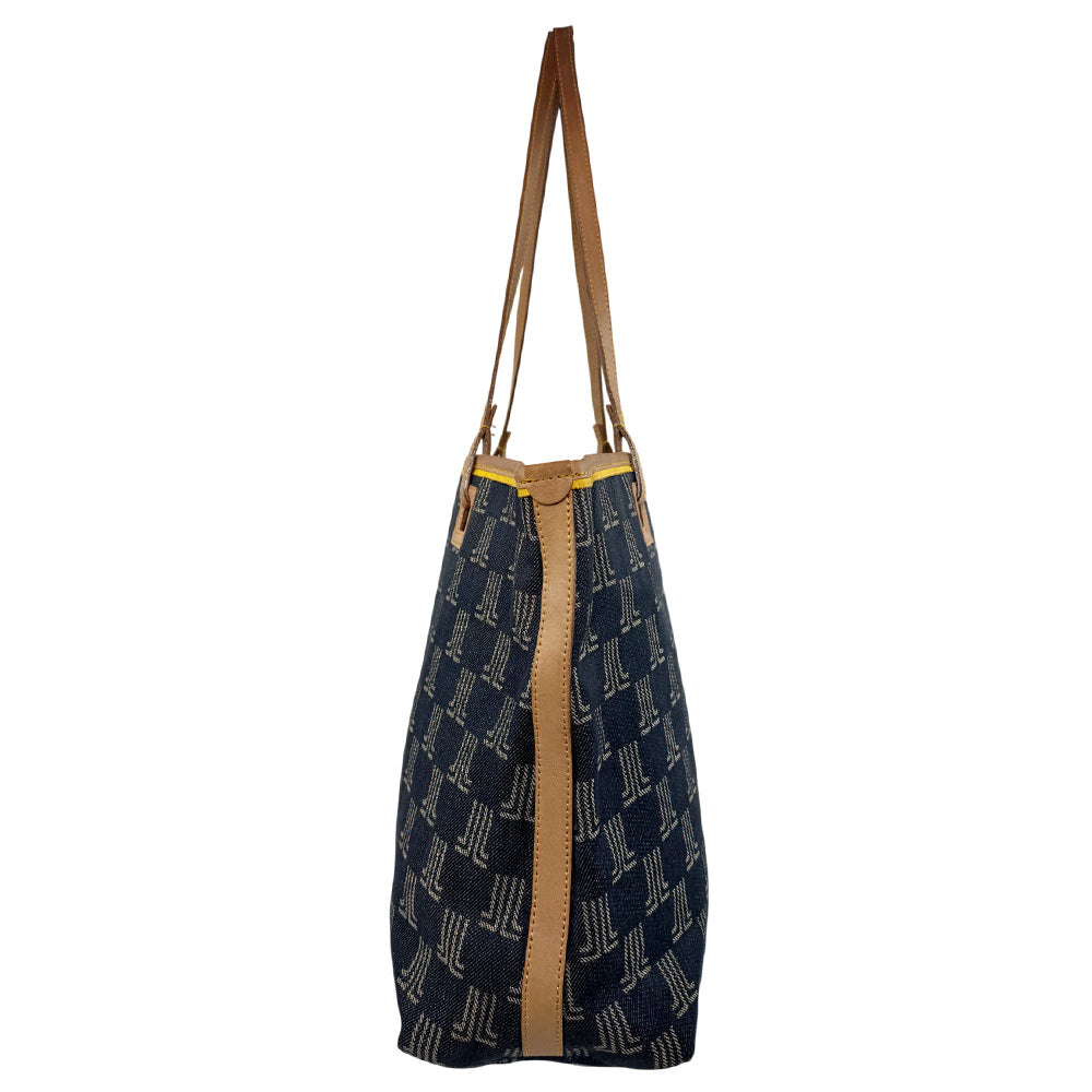 LANVIN Navy Canvas Tote Shoulder Bag LHQ1251