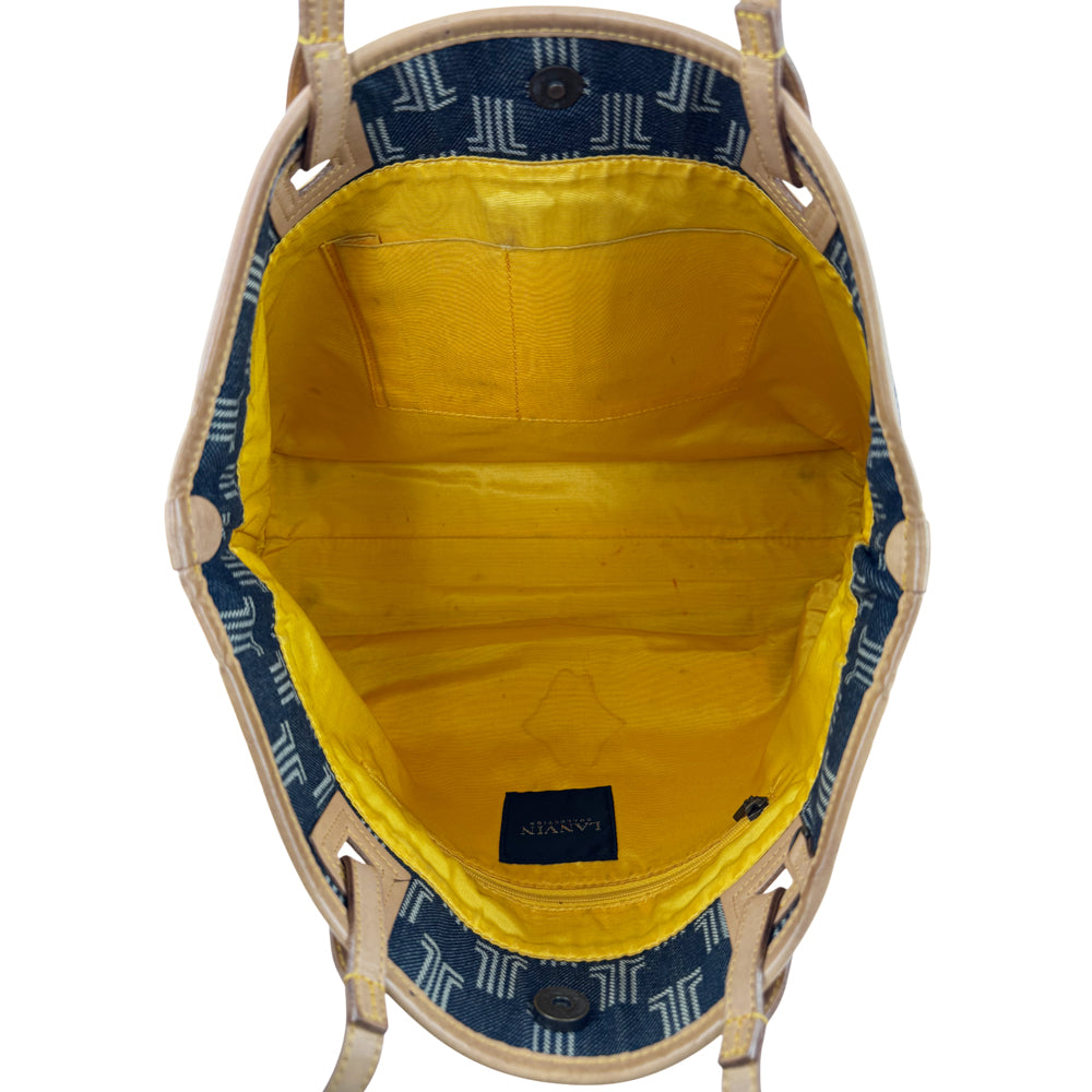 LANVIN Navy Canvas Tote Shoulder Bag LHQ1251