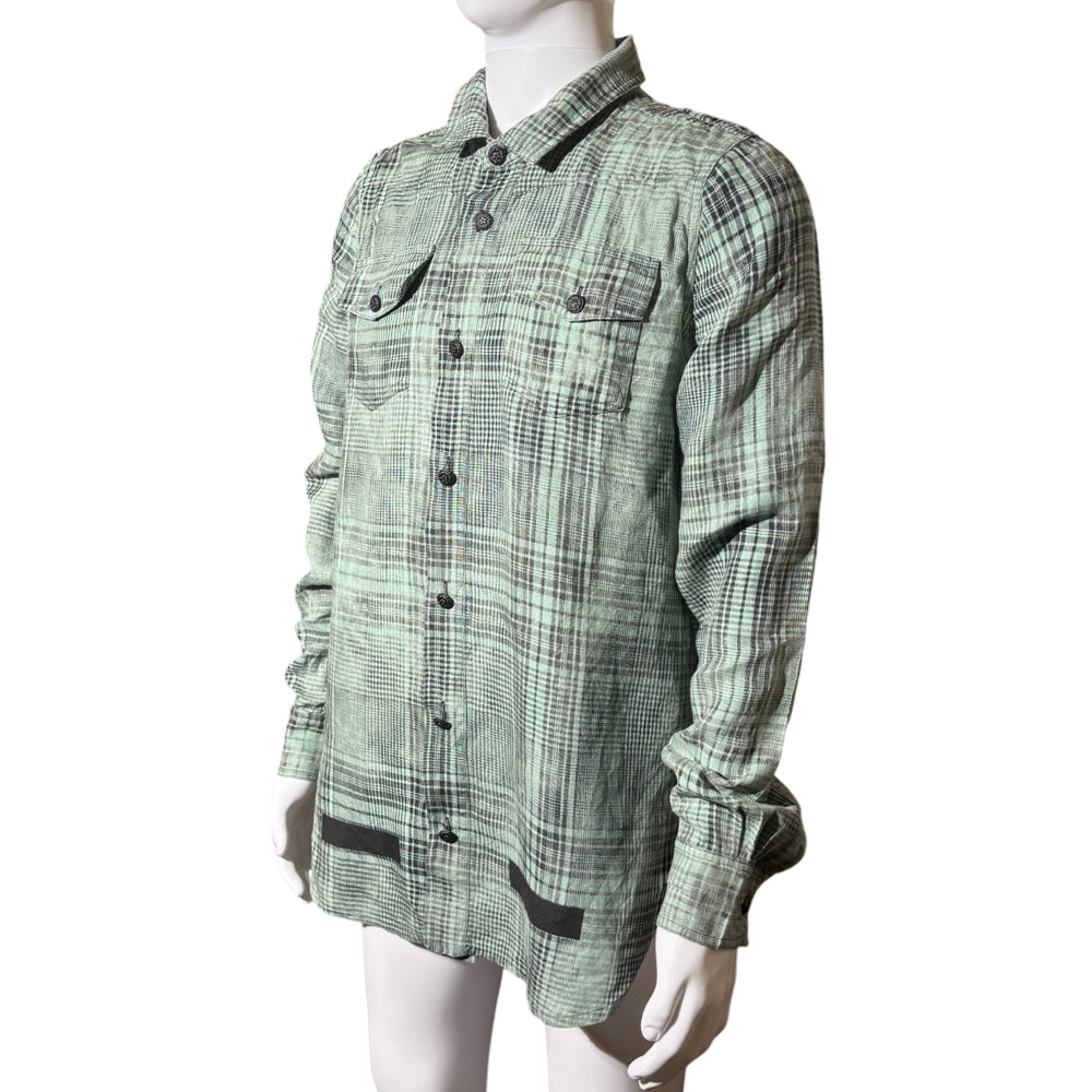 OFF WHITE Green Check Flannel Shirt Size S LHQ1265