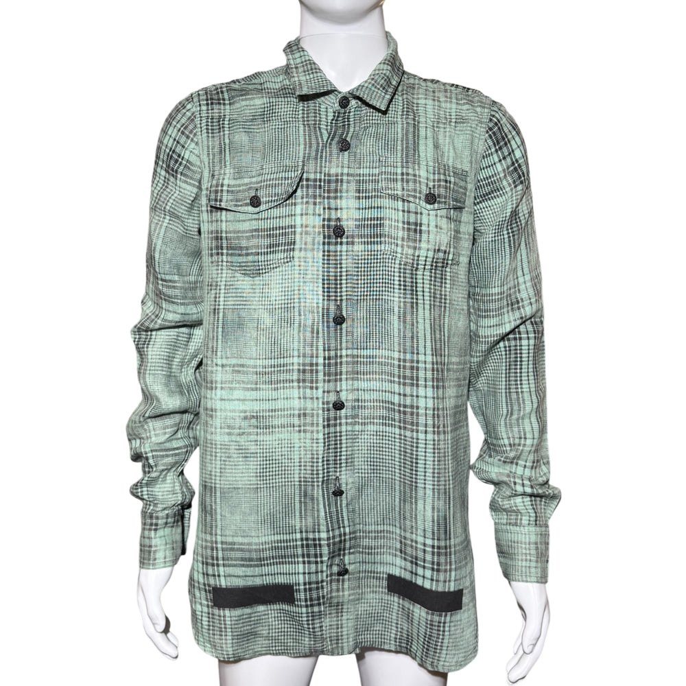 OFF WHITE Green Check Flannel Shirt Size S LHQ1265