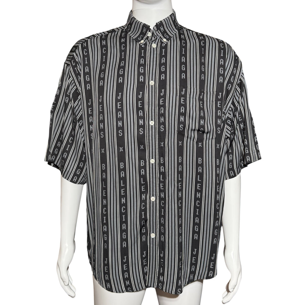 BALENCIAGA JEANS Black/Grey Short Sleeve Shirt Size 38 M LHQ1267