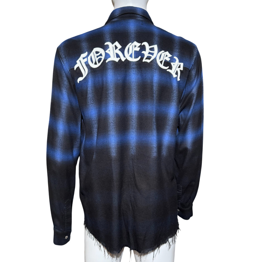 AMIRI Forever Blue/Black Plaid Shirt Size M LHQ1268