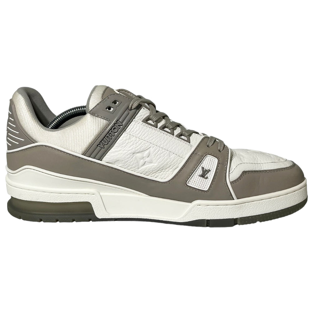 LOUIS VUITTON LV Sneakers Turnschuhe Weiß Grau Größe 9 UK LHQ127