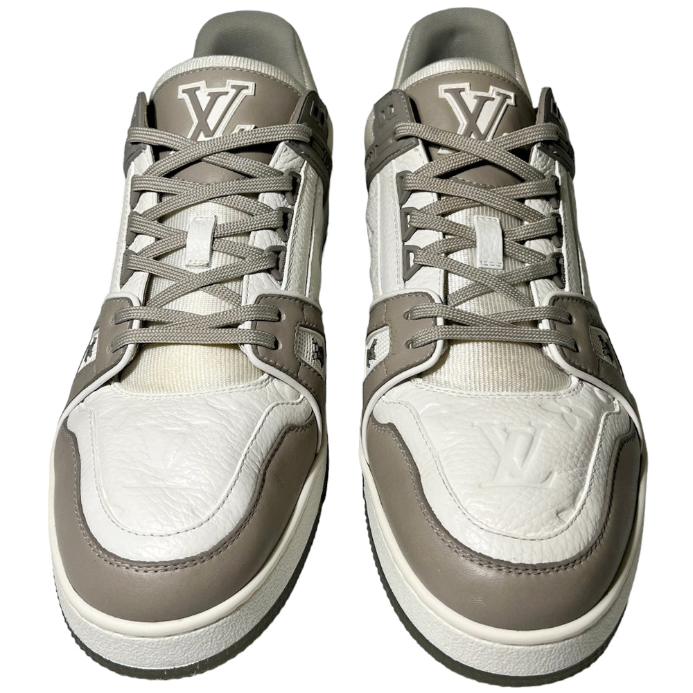 LOUIS VUITTON LV Zapatillas Entrenadores Blanco Gris Talla 9 UK LHQ127