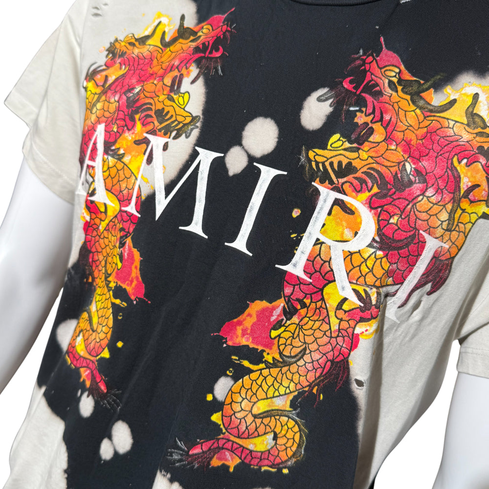 AMIRI Watercolour Dragon Black/Off White T-Shirt Size XS LHQ1271