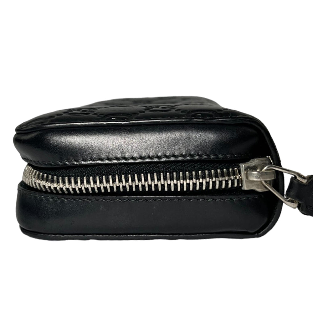 GUCCI Guccisima Porte-monnaie long en cuir noir à fermeture éclair LHQ129