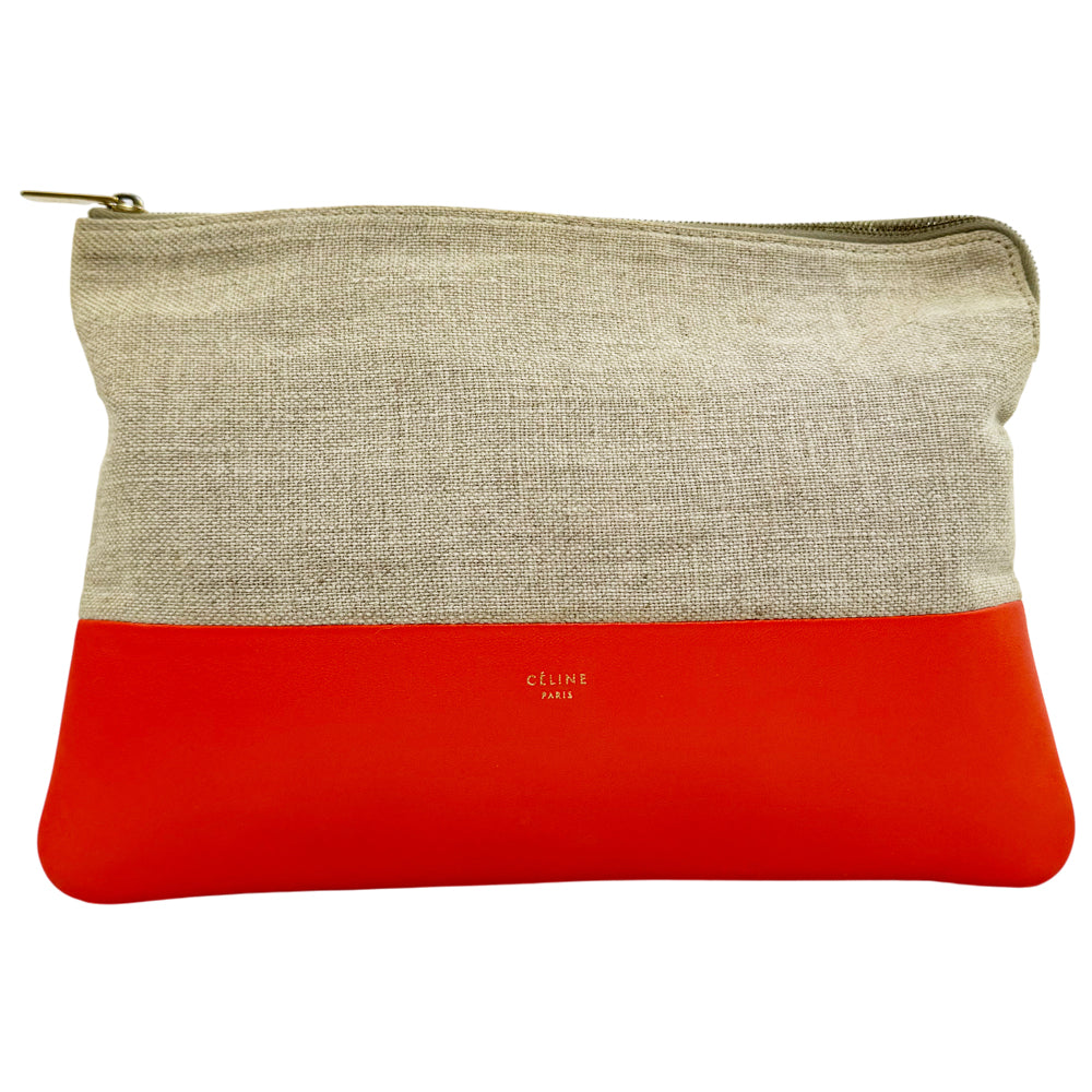 CELINE Canvas Orange Pouch LHQ1294