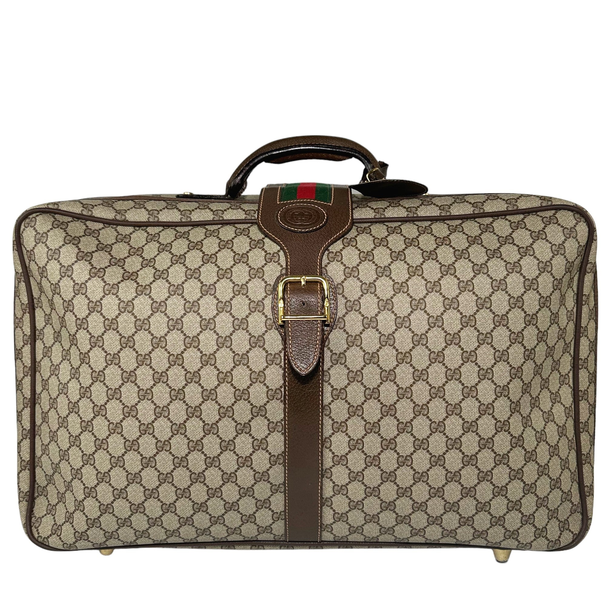 GUCCI Vintage Suitcase Brown GG PVC Canvas LHQ13