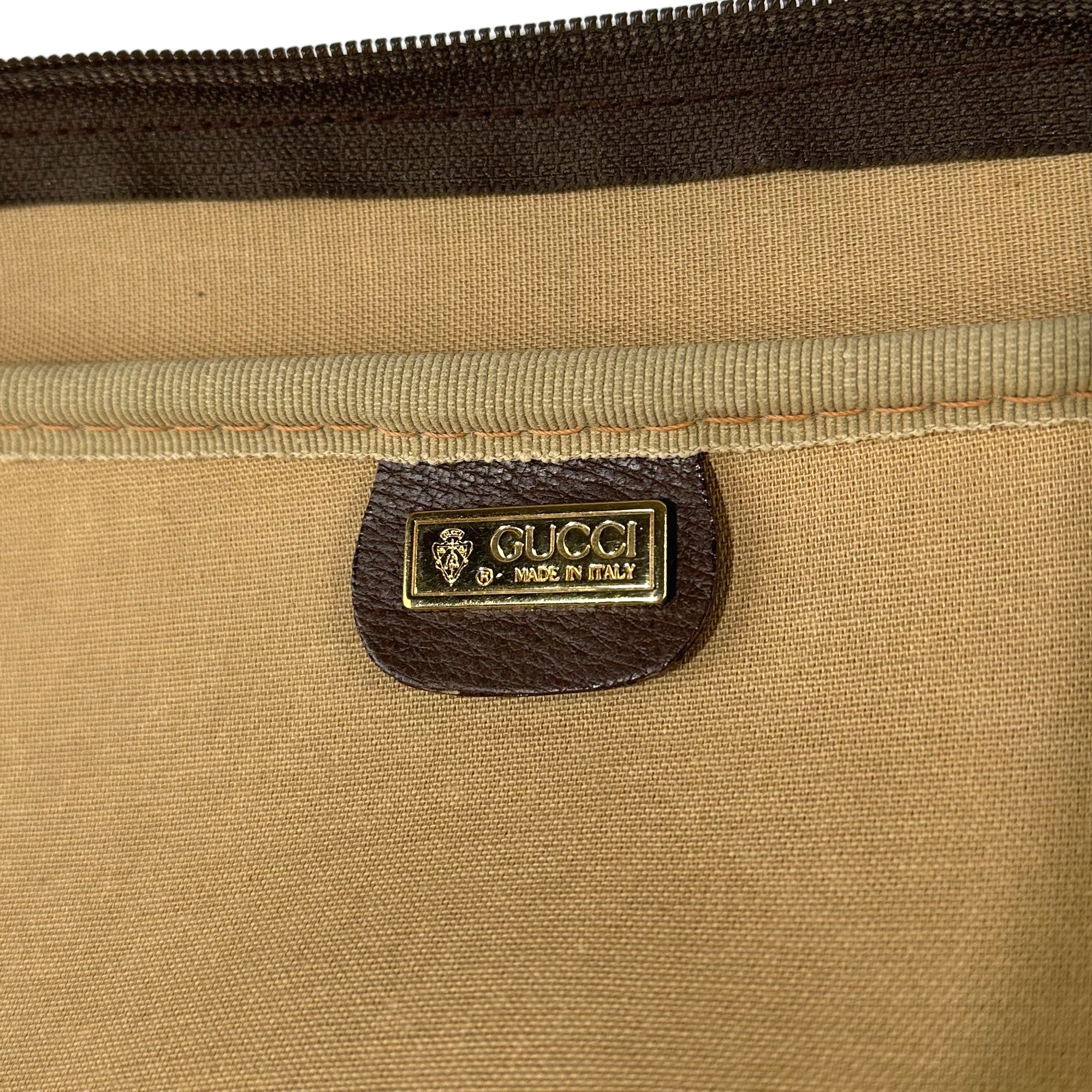 GUCCI Vintage Suitcase Brown GG PVC Canvas LHQ13