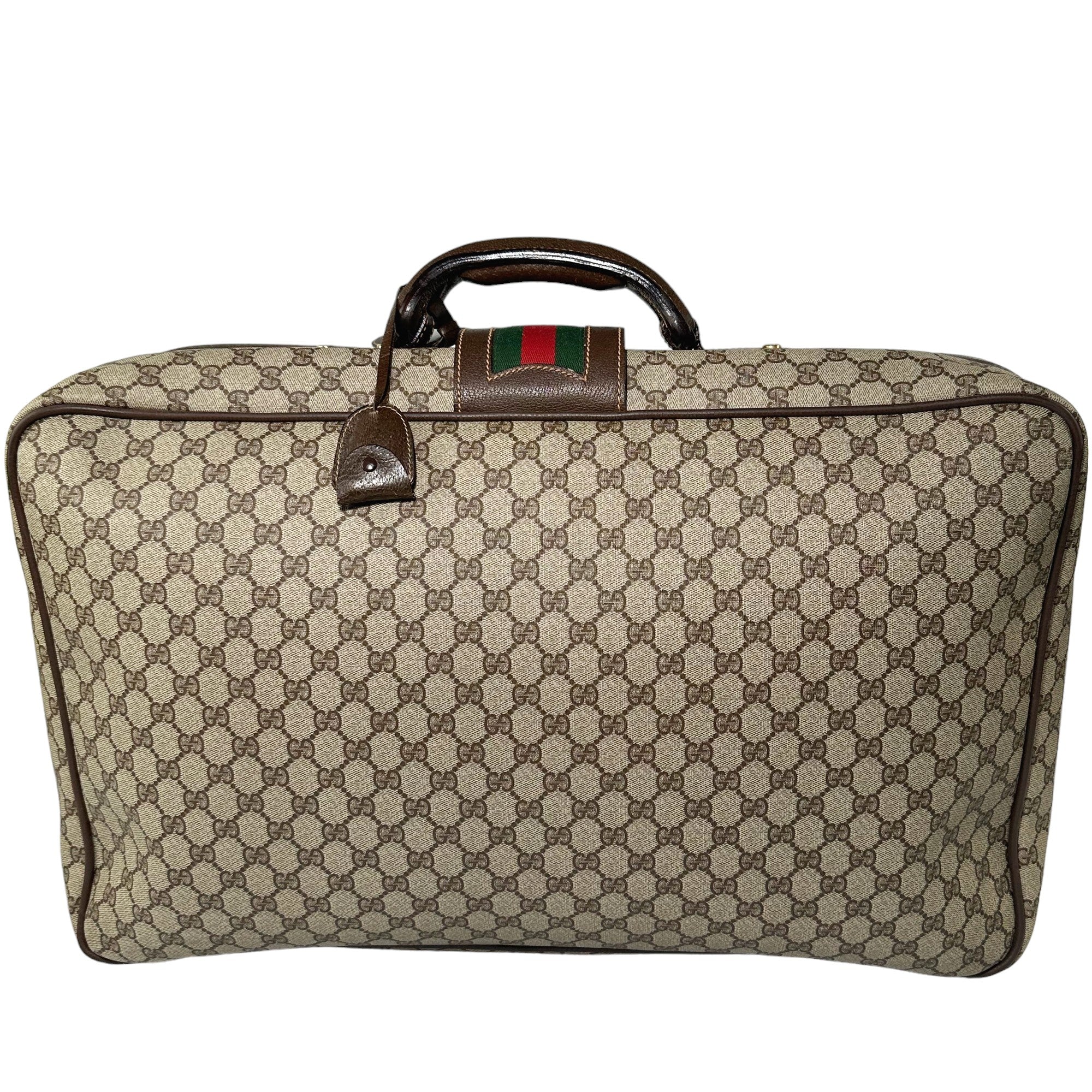 GUCCI Vintage Suitcase Brown GG PVC Canvas LHQ13