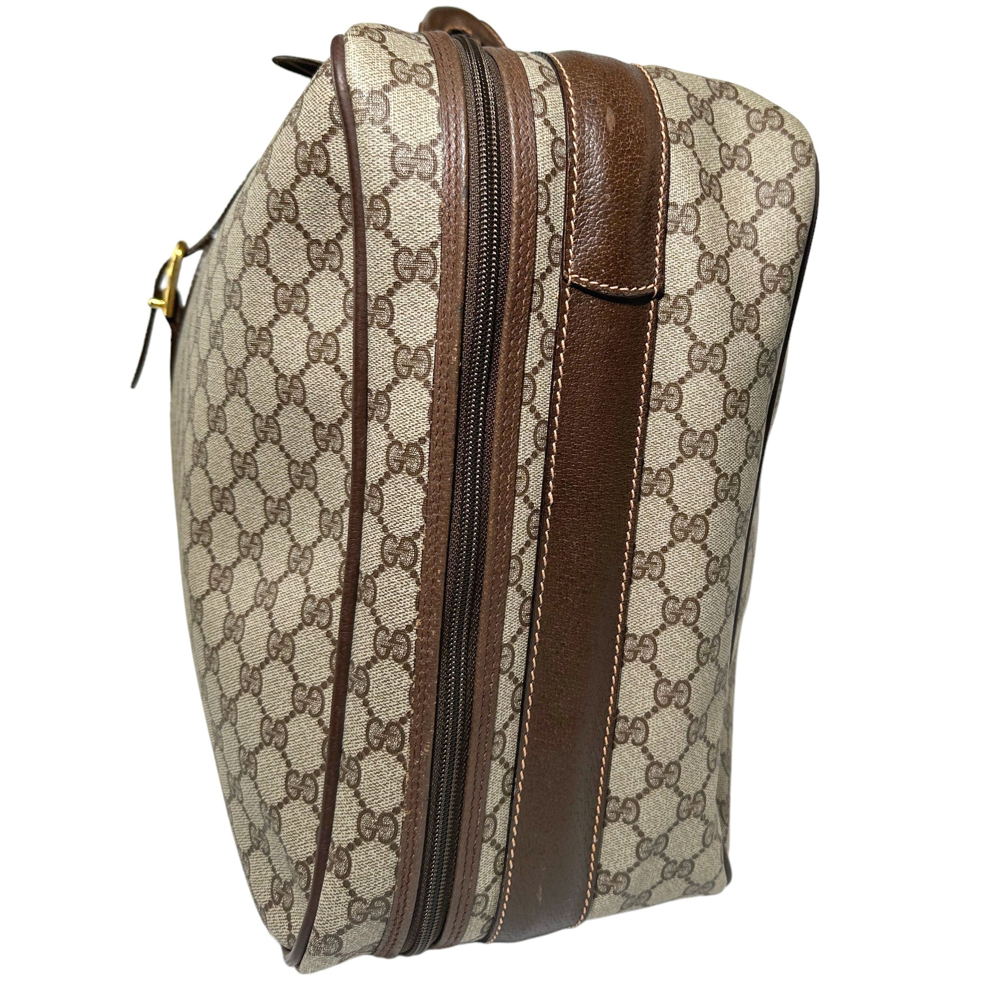 GUCCI Vintage Suitcase Brown GG PVC Canvas LHQ13