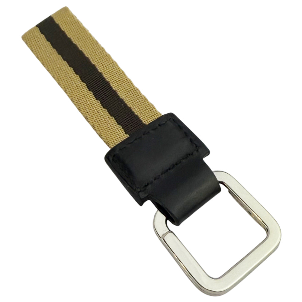 GUCCI Brown Fabric & Black Leather Key Ring LHQ1305
