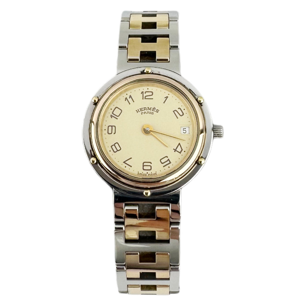 HERMES Clipper Silver 2 Tone Ladies Watch LHQ1308