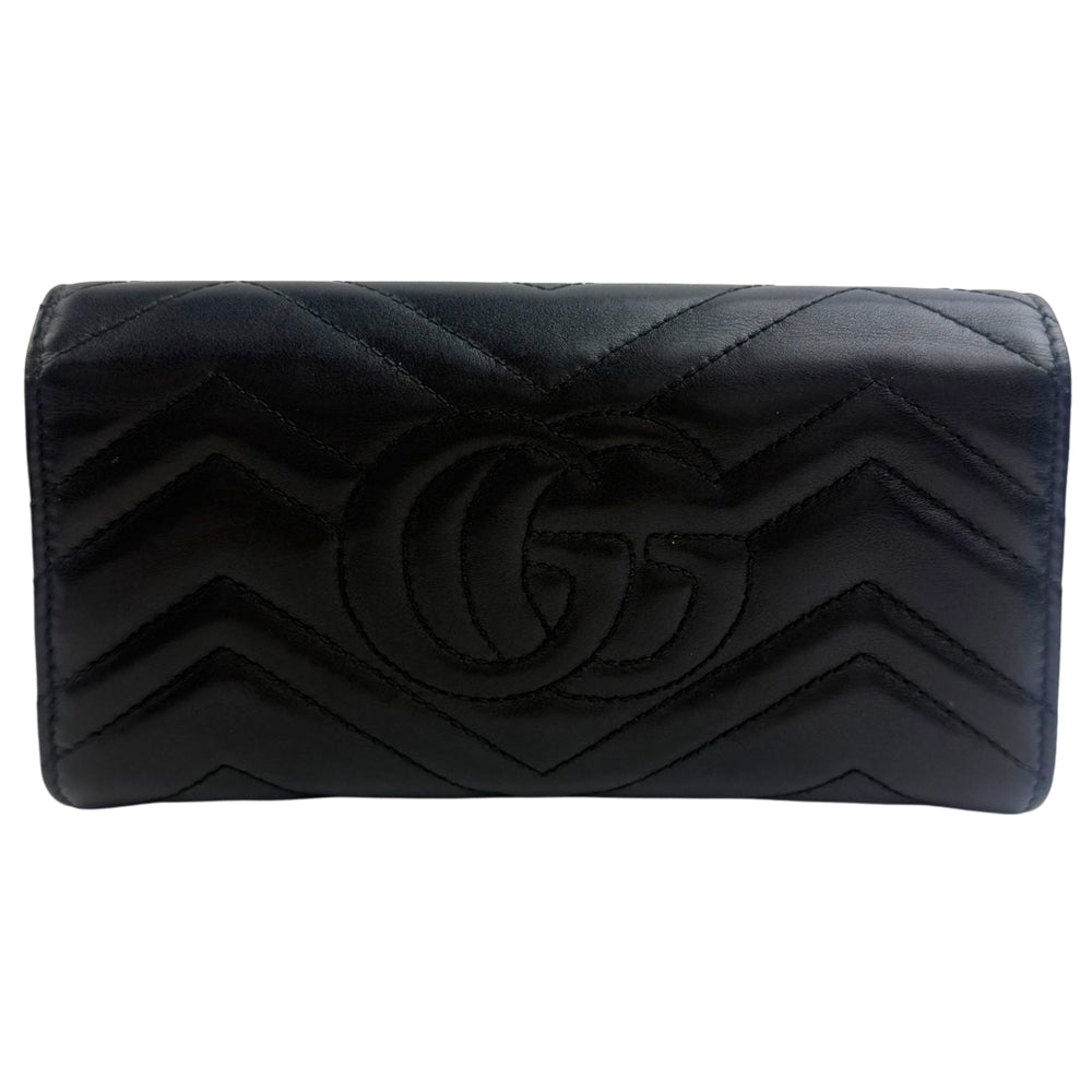 GUCCI Marmont Chevron Black Leather Purse LHQ1312
