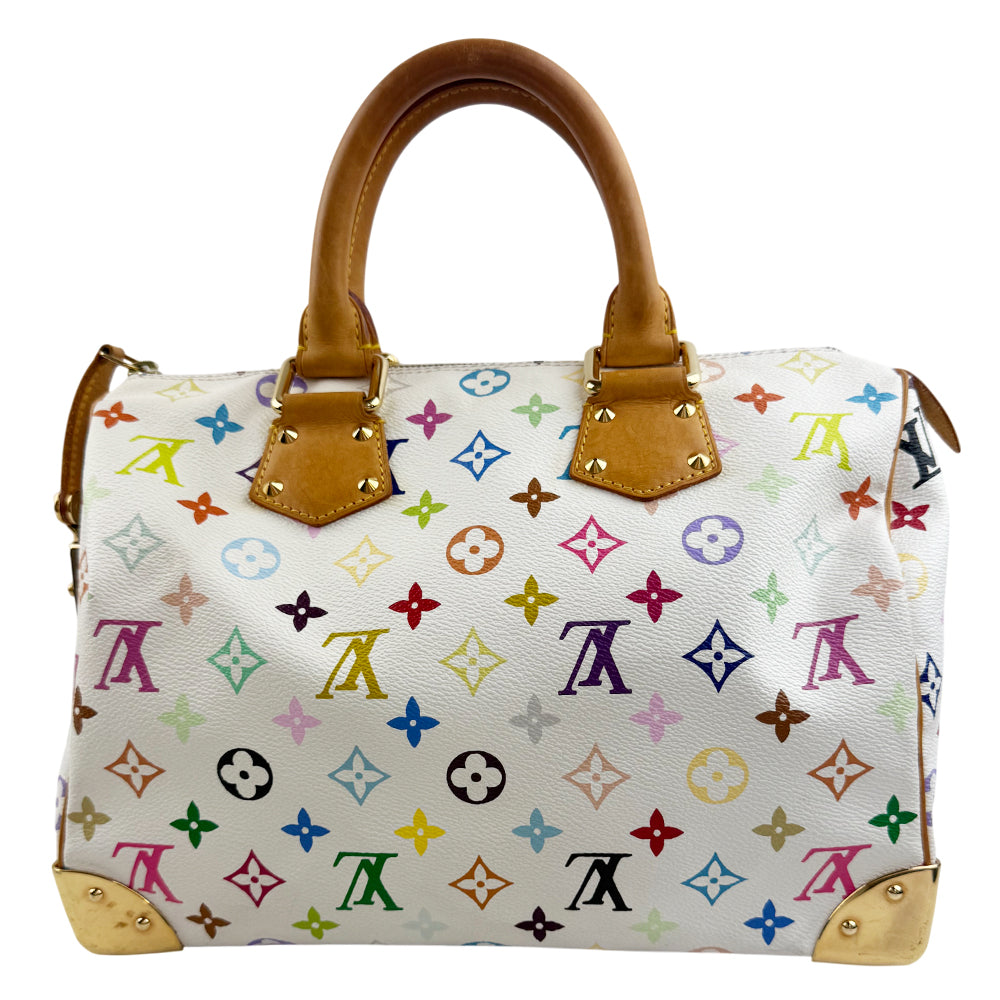 LOUIS VUITTON Multi Colour Speedy 30 White Bag Takashi Murakami LHQ1313
