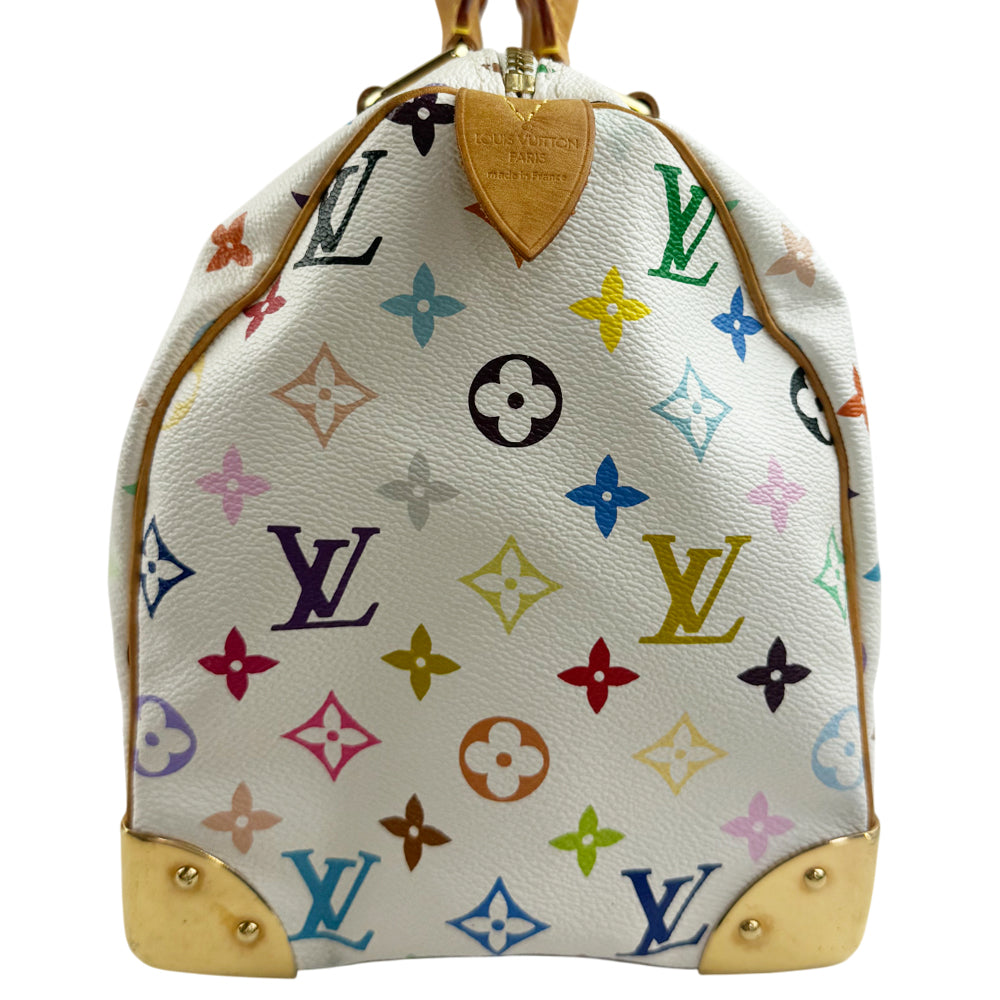 LOUIS VUITTON Multi Colour Speedy 30 White Bag Takashi Murakami LHQ1313
