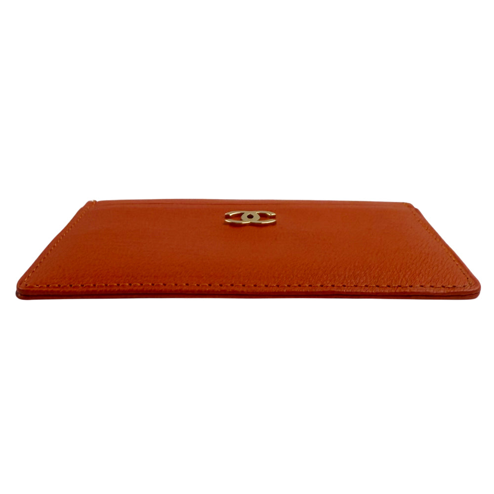 CHANEL Orange Leather Card Holder With Box LHQ1320