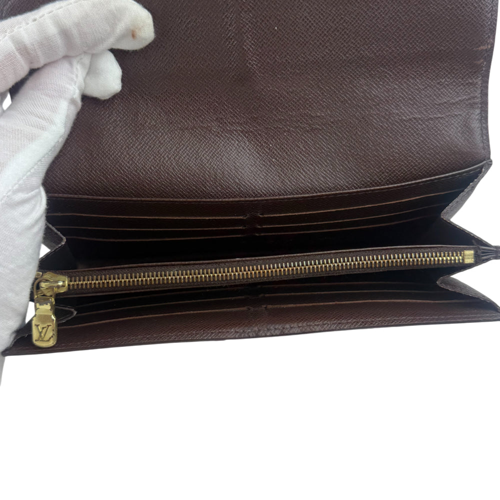 LOUIS VUITTON Damier Ebene Sarah Ebene Purse Wallet LHQ1323