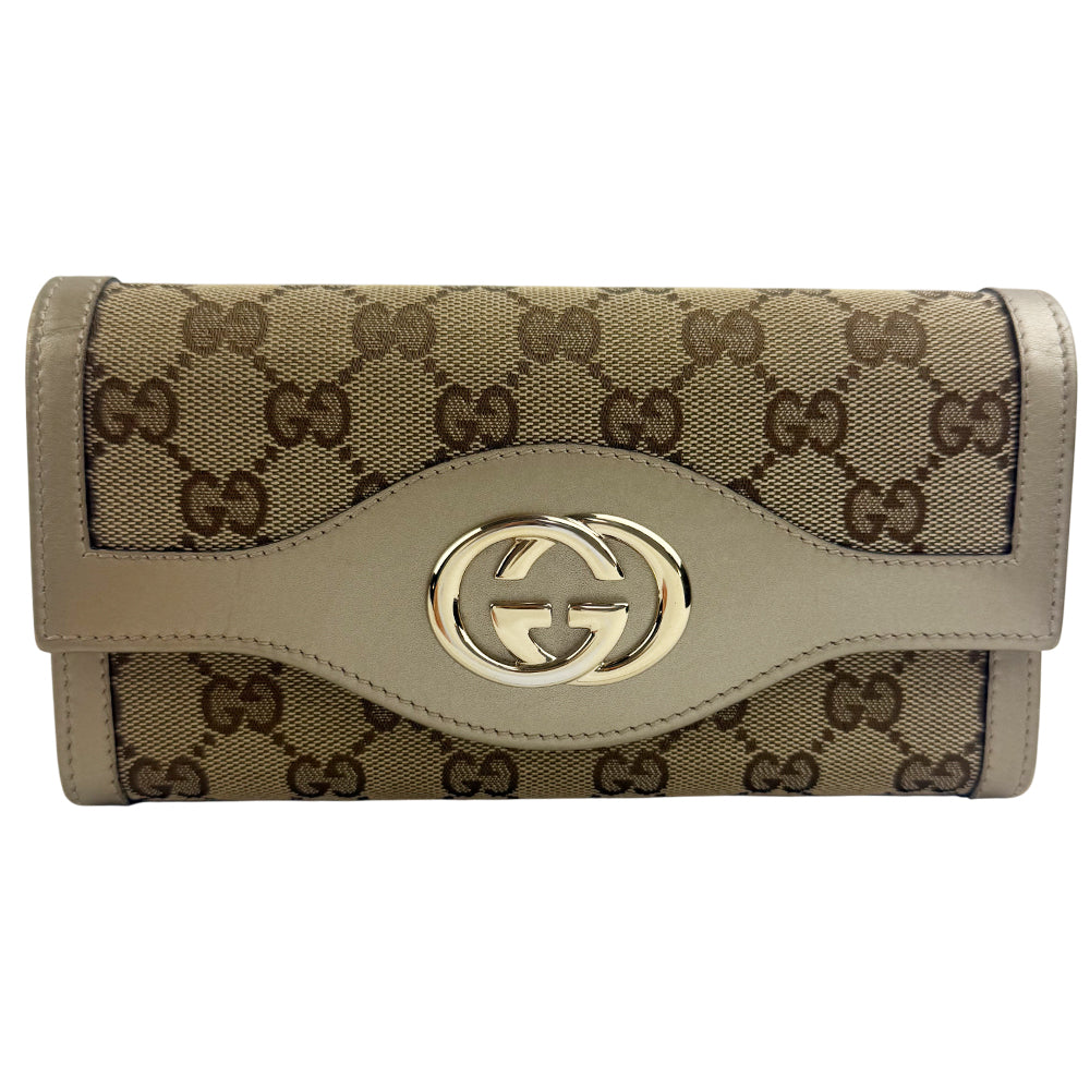 GUCCI GG Supreme Canvas & Leather Long Purse LHQ1334