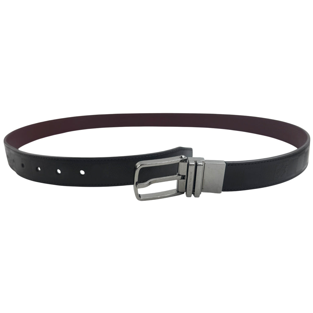 LOUIS VUITTON Damier Graphite Brown Leather Belt Size 42" LHQ1335
