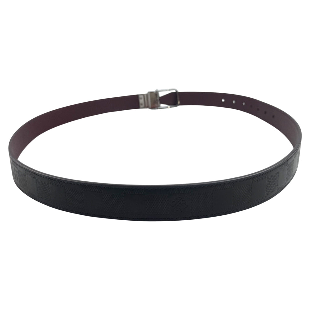 LOUIS VUITTON Damier Graphite Brown Leather Belt Size 42" LHQ1335