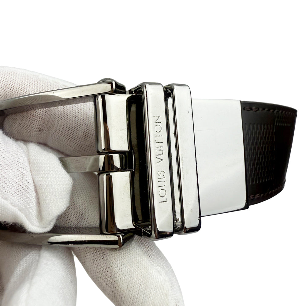LOUIS VUITTON Damier Graphite Brown Leather Belt Size 42" LHQ1335