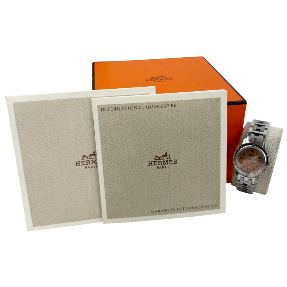 HERMES Clipper Silver Orange Face Ladies LHQ1340