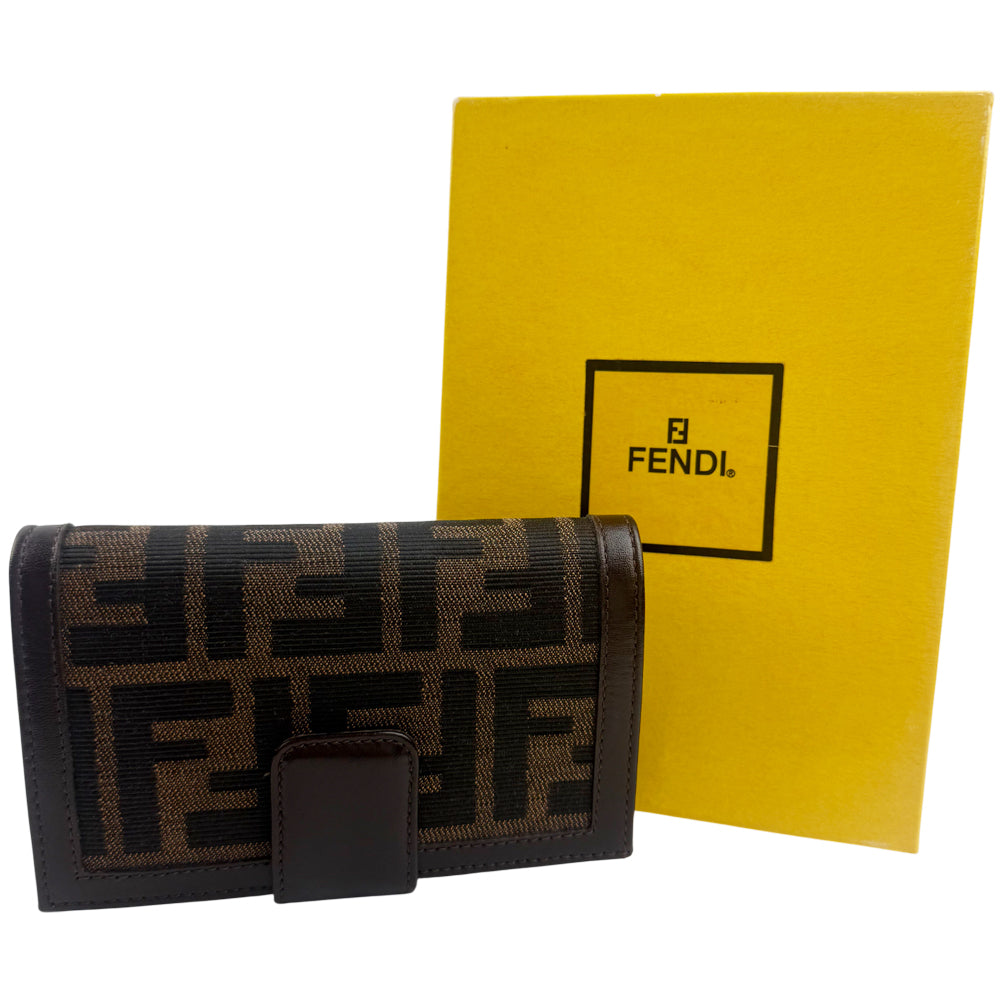 FENDI Zucca Canvas & Leather Bifold Wallet With Box LHQ1341