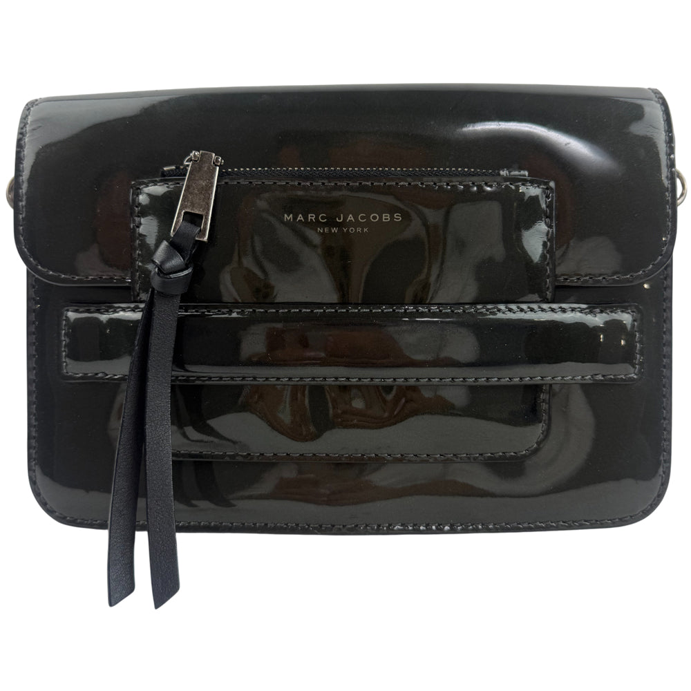 MARC JACOBS Black Leather Patent Shoulder Bag LHQ1345