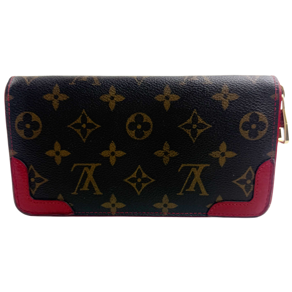 LOUIS VUITTON Monogram Retiro Cerise Zippy Long Purse LHQ1349