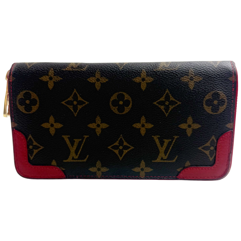 LOUIS VUITTON Monogram Retiro Cerise Zippy Long Purse LHQ1349