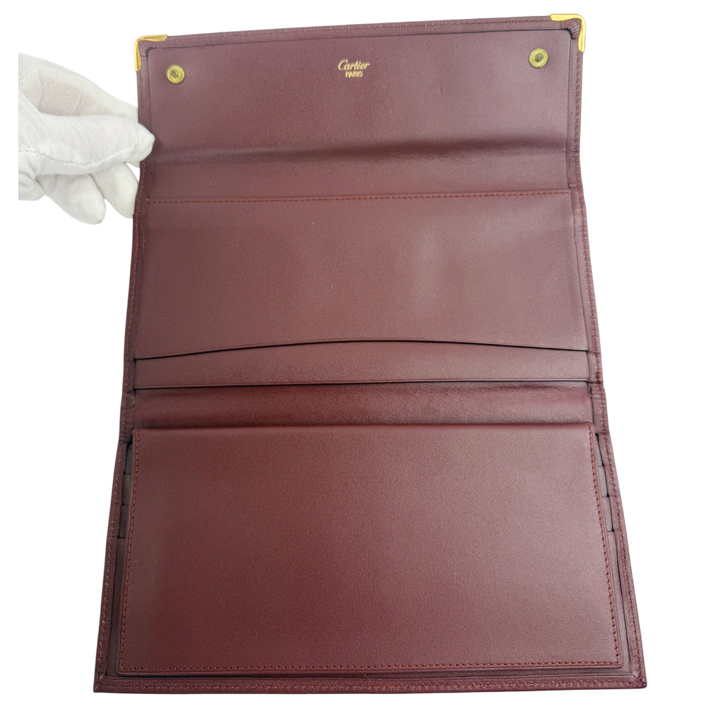 CARTIER Must Line Leather Long Purse Bordeaux LHQ1351