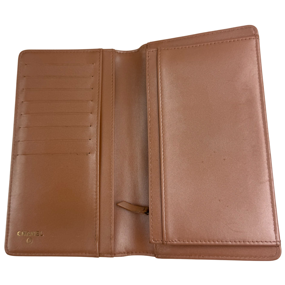 CHANEL Matelasse Rose Gold Boy Long Purse LHQ1353