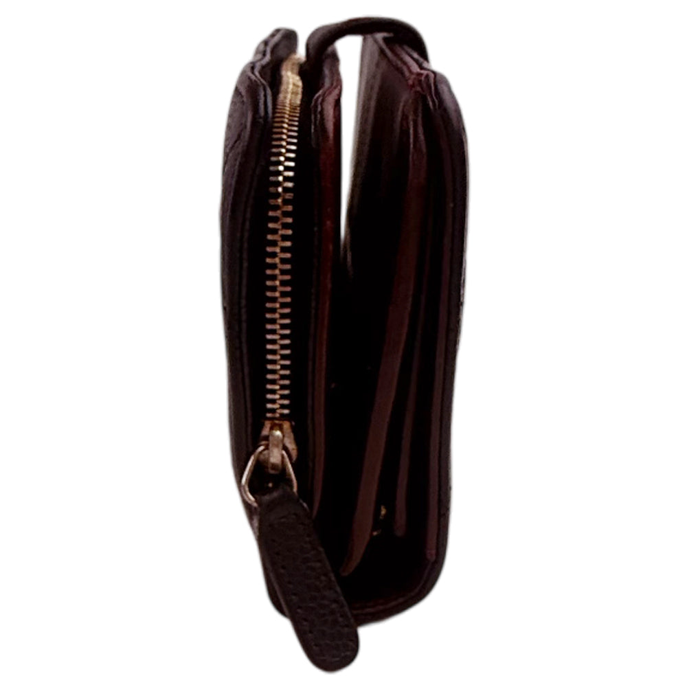 LHQ1354 CHANEL Caviar Leather Black Long Zippy Purse LHQ1354