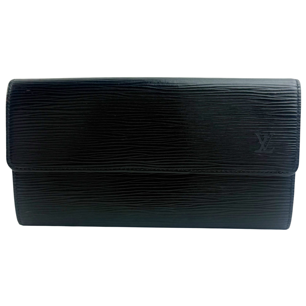 LOUIS VUITTON Sarah Epi Black Leather Long Purse LHQ1356