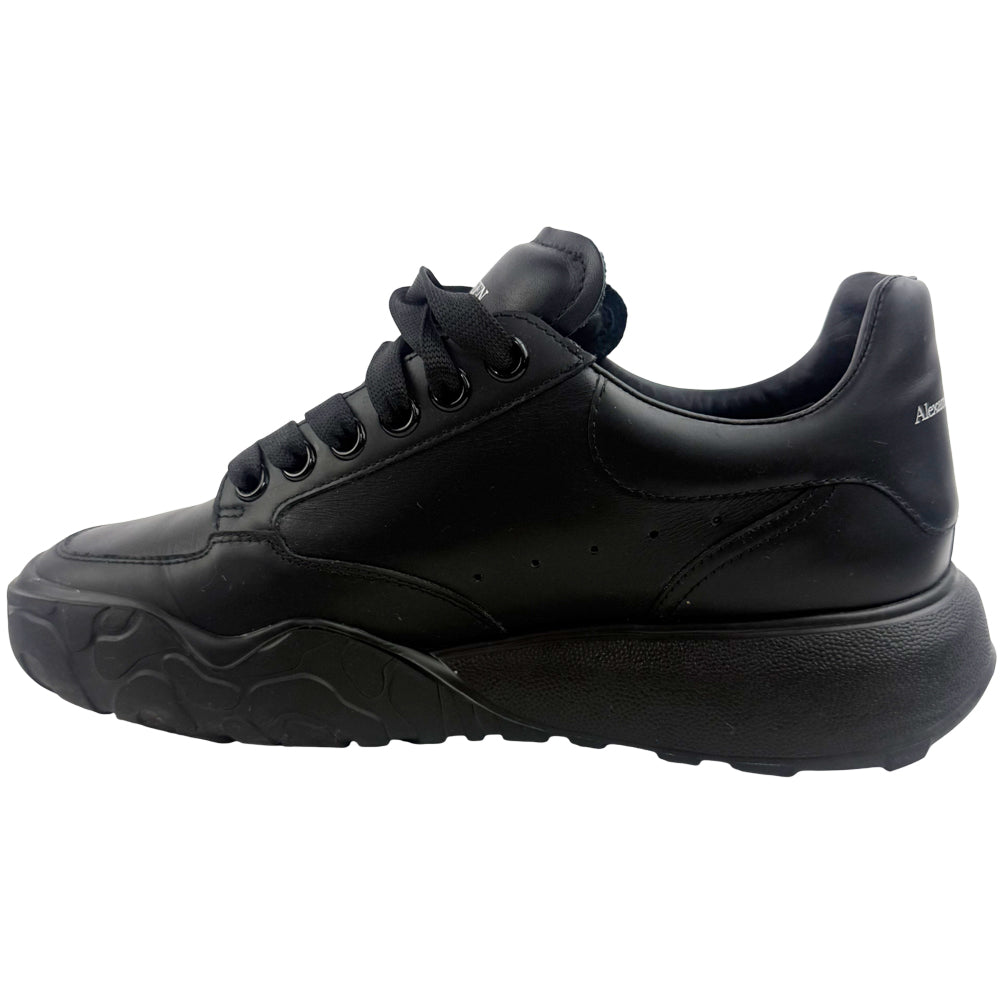 ALEXANDER McQUEEN Black Leather Court Trainers Size 6 LHQ1360